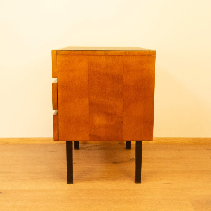 Minikommode Geflammte Birke Gebeitz 1960er Jahre 1 Mid-century Modern Design Style Retro Möbel
