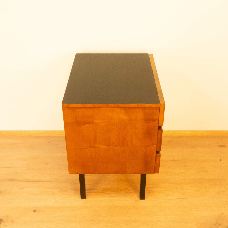 Minikommode Geflammte Birke Gebeitz 1960er Jahre 2 Mid-century Modern Design Style Retro Möbel