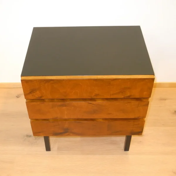 2 Nachttische Geflammte Birke Gebeizt 1960er Jahre Mid-century Modern Design Style Retro Möbel