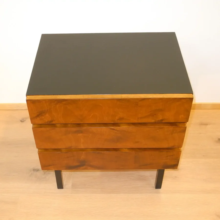 2 Nachttische Geflammte Birke Gebeizt 1960er Jahre Mid-century Modern Design Style Retro Möbel
