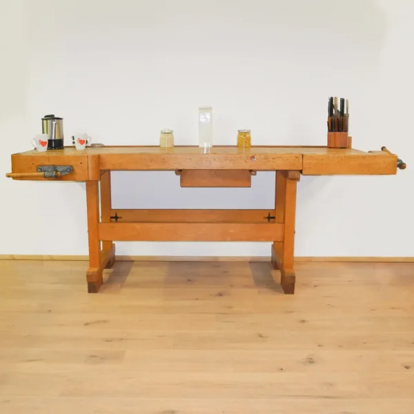 Alte Hobelbank Buche Massiv Mid-century Modern Design Style Retro Möbel