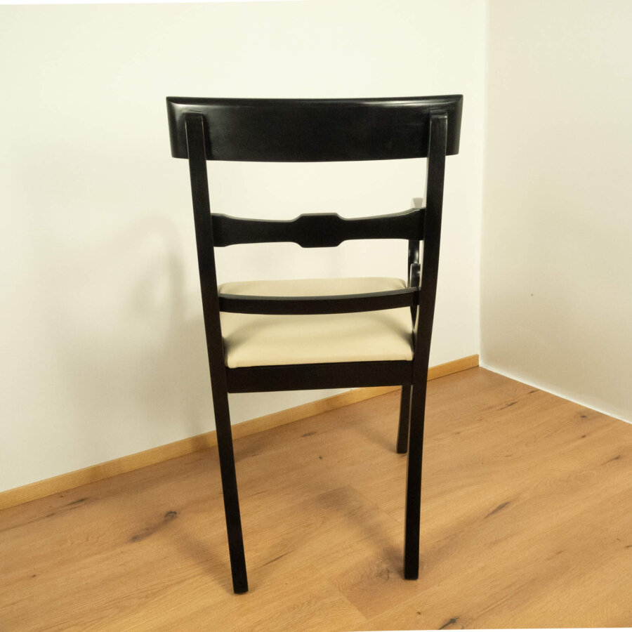 Armlehnstuhl Mahagoni Schwarz Gebeizt Vintage Mid-century Modern Design Style Retro Möbel