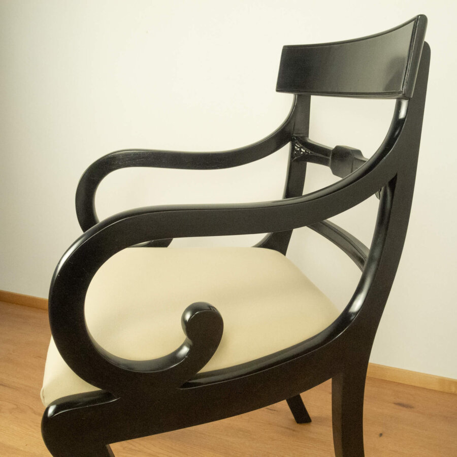 Armlehnstuhl Mahagoni Schwarz Gebeizt Vintage Mid-century Modern Design Style Retro Möbel