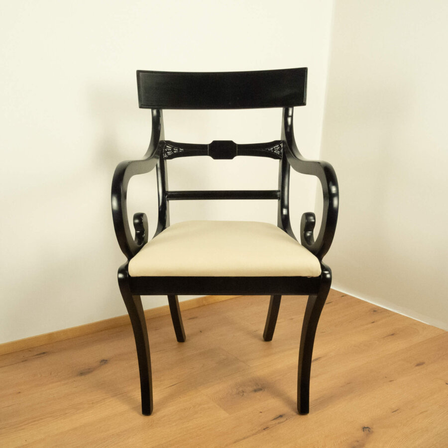 Armlehnstuhl Mahagoni Schwarz Gebeizt Vintage Mid-century Modern Design Style Retro Möbel