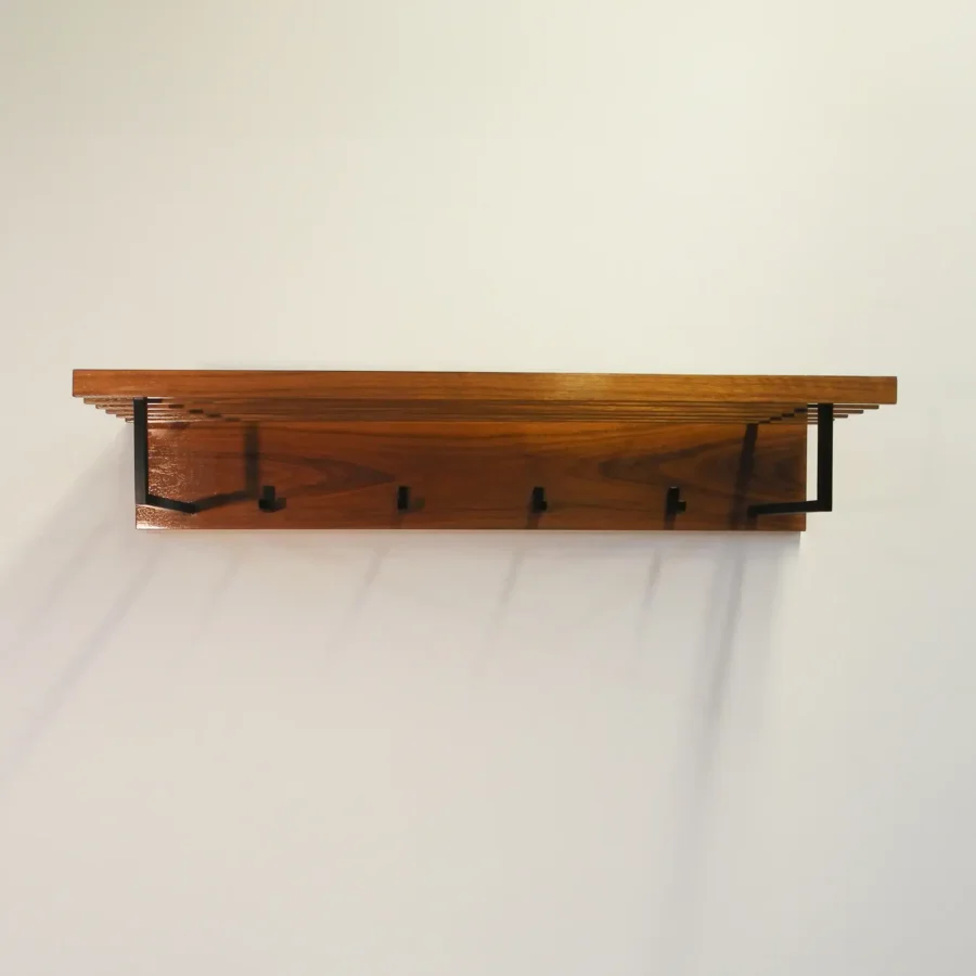 Garderobe mit Hutablage Nussbaum 1960er Jahre Mid-century Modern Design Style Retro Möbel