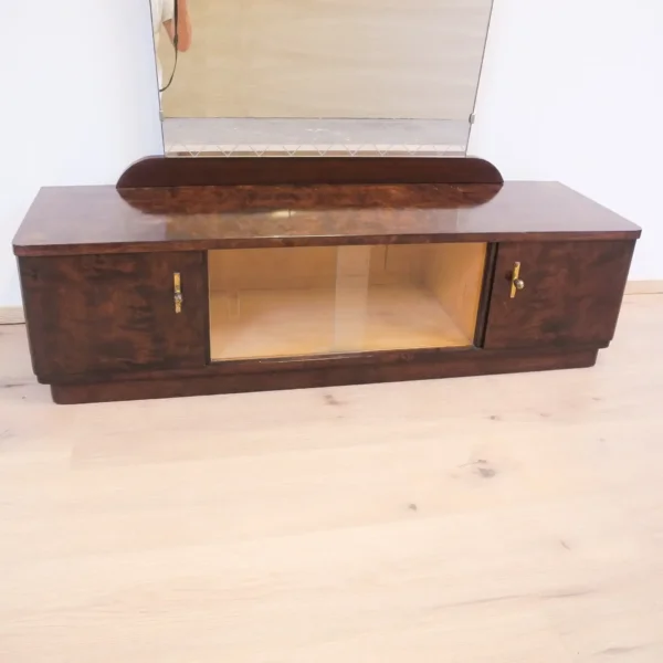 Spiegelkommode Geflammte Birke Gebeizt 1950er Jahre Mid-century Modern Design Style Retro Möbel