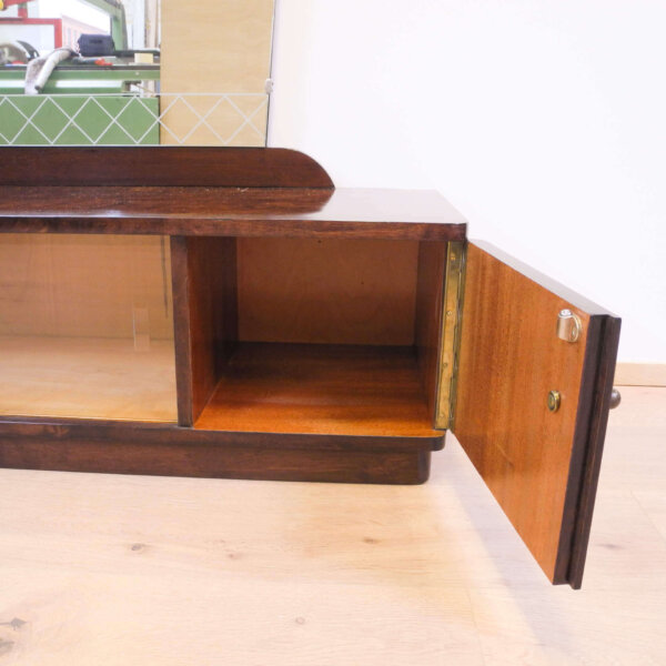 Spiegelkommode Geflammte Birke Gebeizt 1950er Jahre Mid-century Modern Design Style Retro Möbel