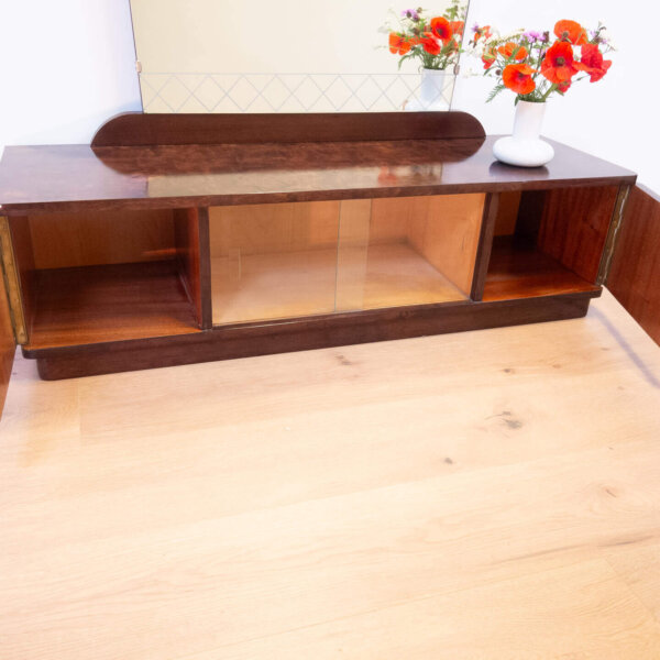Spiegelkommode Geflammte Birke Gebeizt 1950er Jahre Mid-century Modern Design Style Retro Möbel