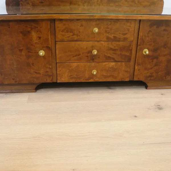 Spiegelkommode mit Schwenkspiegeln Geflammte Birke Gebeizt 1950er Jahre Mid-century Modern Design Style Retro Möbel