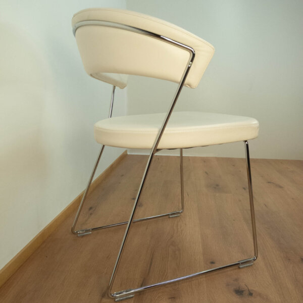 2 Calligaris Stühle Chrom und Leder 2009 Mid-century Modern Design Style Retro Möbel