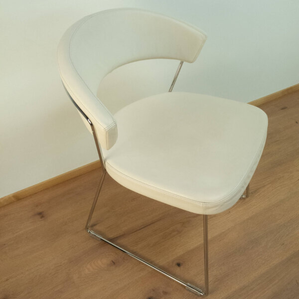 2 Calligaris Stühle Chrom und Leder 2009 Mid-century Modern Design Style Retro Möbel