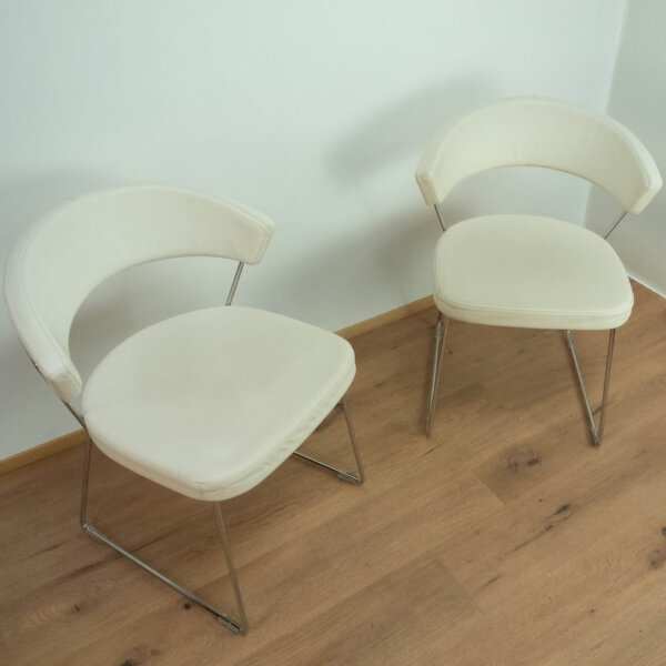 2 Calligaris Stühle Chrom und Leder 2009 Mid-century Modern Design Style Retro Möbel