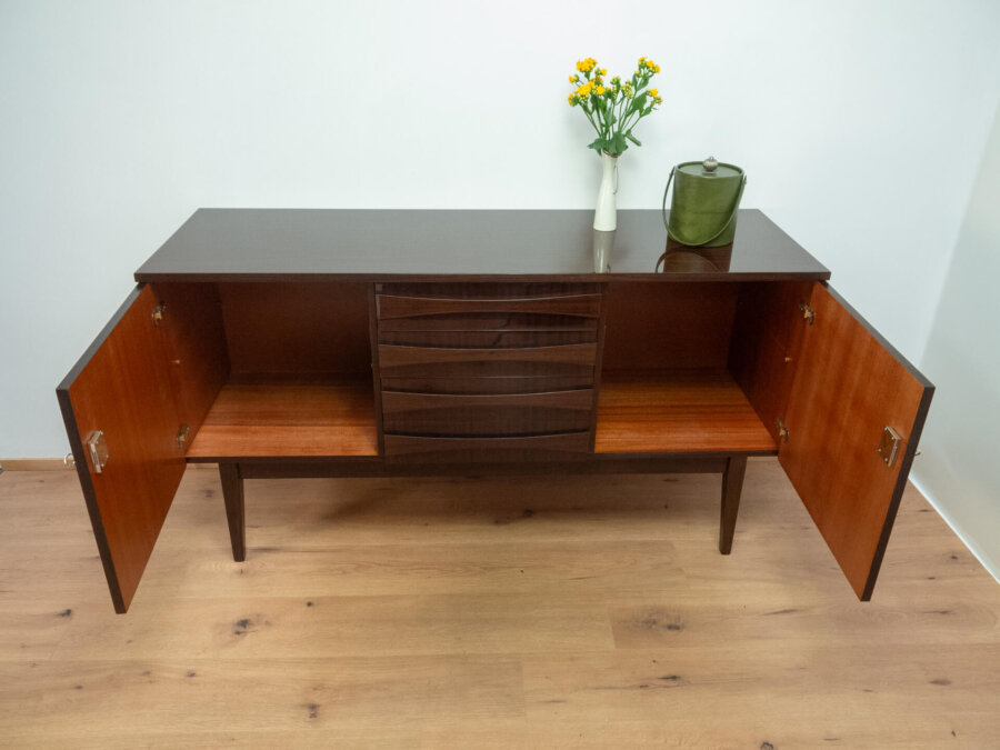 Sideboard Hochglanz in Schwarzbraun 1960er Jahre Mid-century Modern Design Style Retro Möbel
