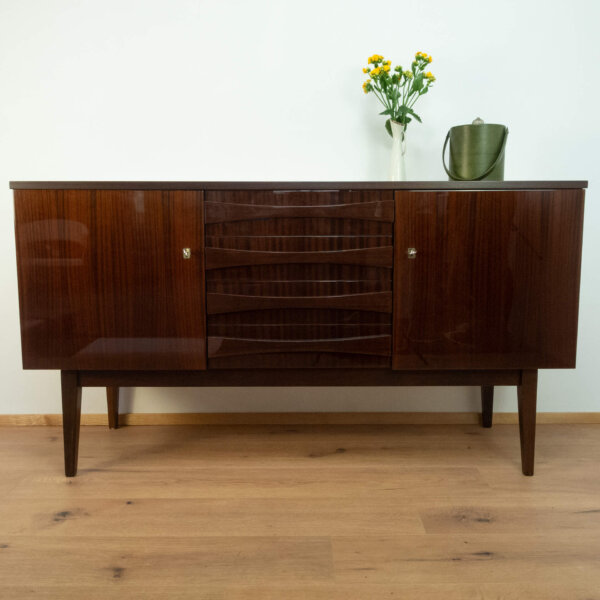 Sideboard Hochglanz in Schwarzbraun 1960er Jahre Mid-century Modern Design Style Retro Möbel