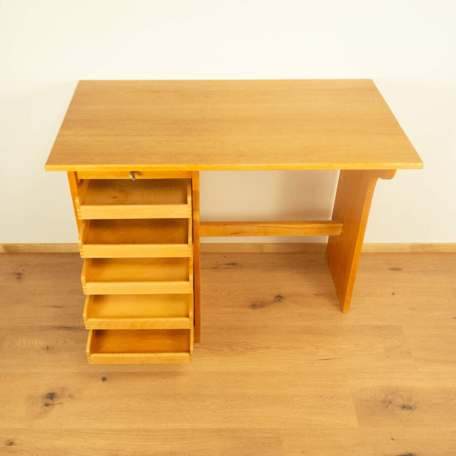 Minischreibtisch Eiche Buche 1950er Jahre Mid-century Modern Design Style Retro Möbel
