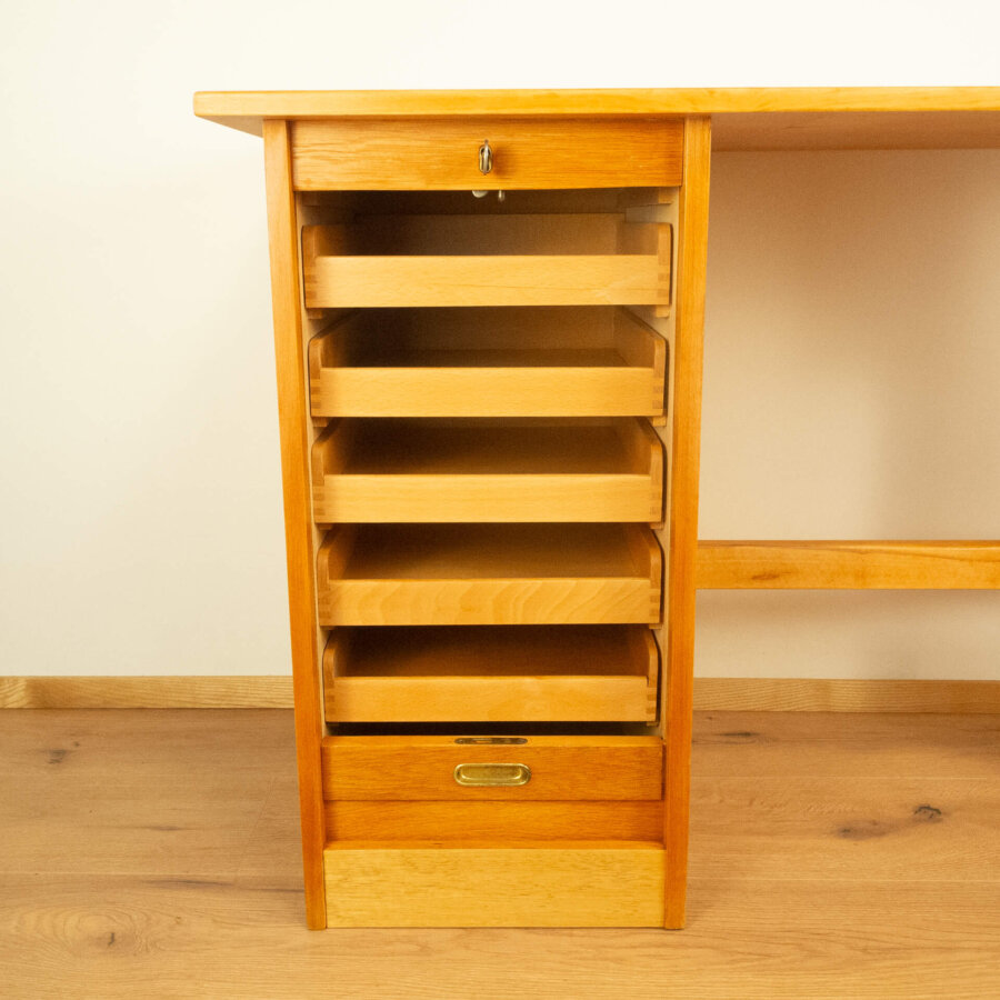Minischreibtisch Eiche Buche 1950er Jahre Mid-century Modern Design Style Retro Möbel