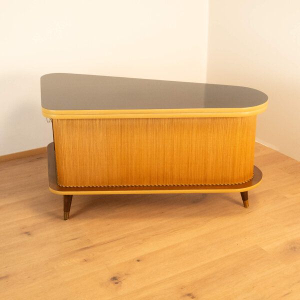 Bar Verwandlungsmöbel mit Schwarzer Resopalplatte 1950er Jahre Mid-century Modern Design Style Retro Möbel