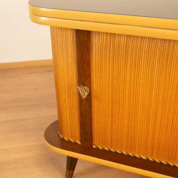 Bar Verwandlungsmöbel mit Schwarzer Resopalplatte 1950er Jahre Mid-century Modern Design Style Retro Möbel