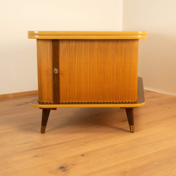 Bar Verwandlungsmöbel mit Schwarzer Resopalplatte 1950er Jahre Mid-century Modern Design Style Retro Möbel