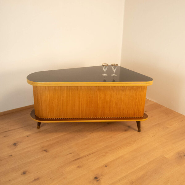 Bar Verwandlungsmöbel mit Schwarzer Resopalplatte 1950er Jahre Mid-century Modern Design Style Retro Möbel