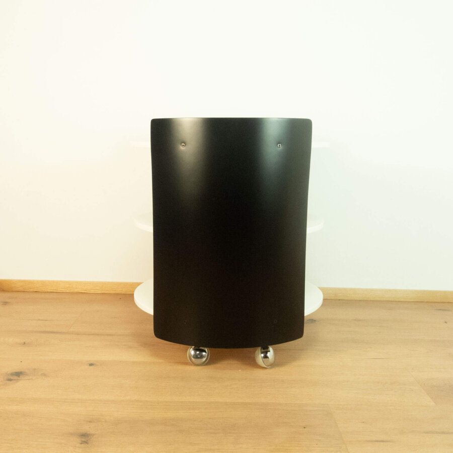 Rollbarer Beistelltisch Schwarz Weisser Lack 1970er Jahre 07 Mid-century Modern Design Style Retro Möbel
