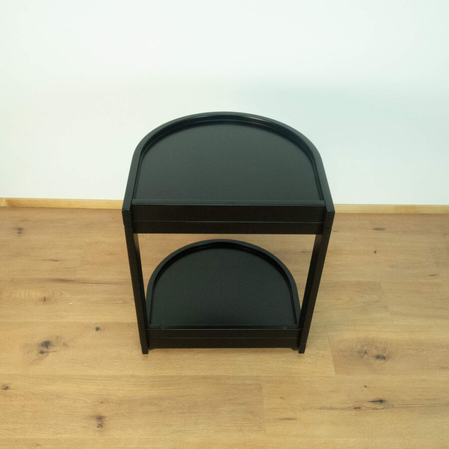 Rollbarer Beistelltisch Schwarzer Lack 1970er Jahre Mid-century Modern Design Style Retro Möbel