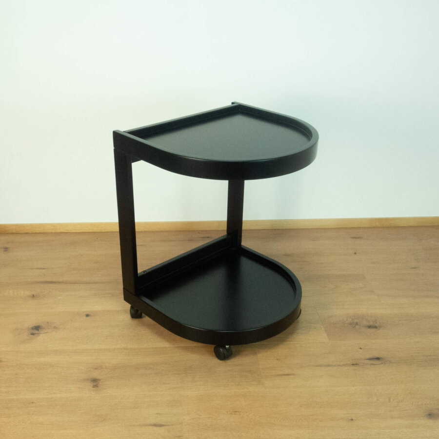 Rollbarer Beistelltisch Schwarzer Lack 1970er Jahre Mid-century Modern Design Style Retro Möbel