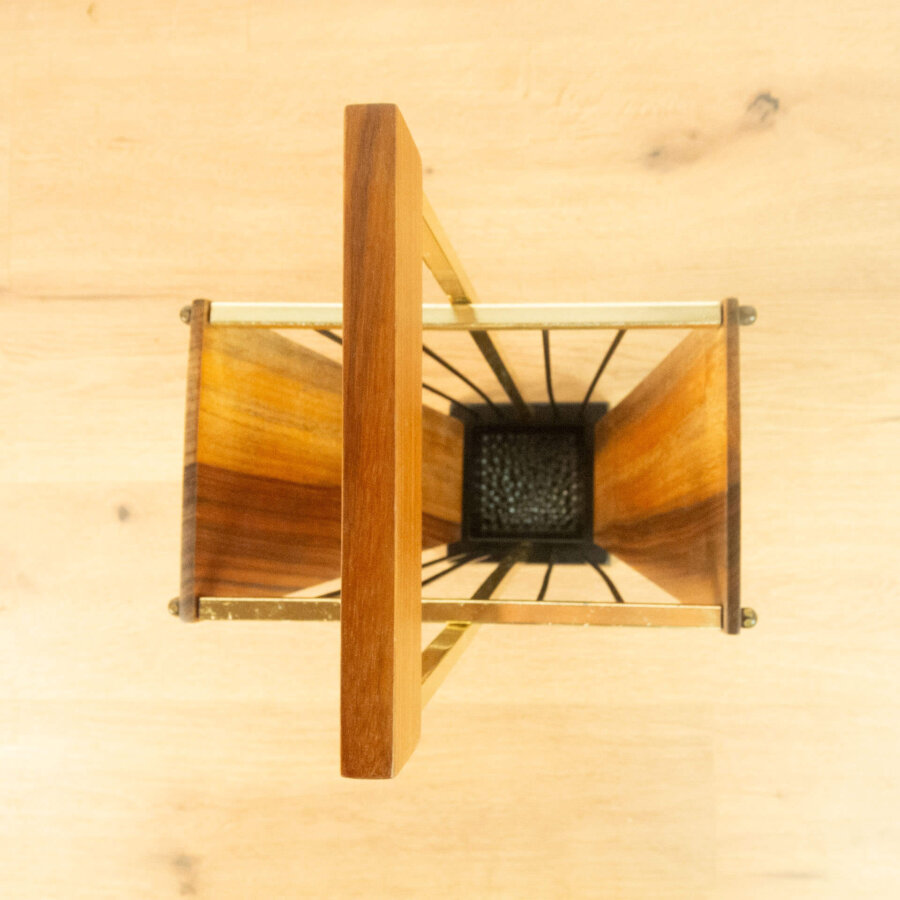 Schirmständer Gusseisen Messing Nussbaum 1960er Jahre 1 Mid-century Modern Design Style Retro Möbel