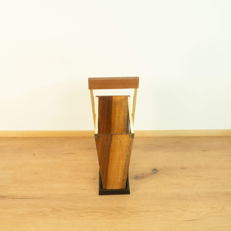 Schirmständer Gusseisen Messing Nussbaum 1960er Jahre 3 Mid-century Modern Design Style Retro Möbel
