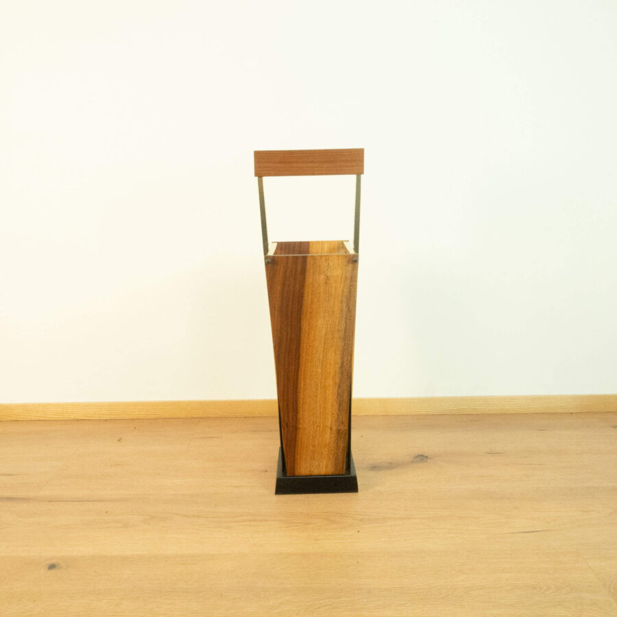 Schirmständer Gusseisen Messing Nussbaum 1960er Jahre 4 Mid-century Modern Design Style Retro Möbel