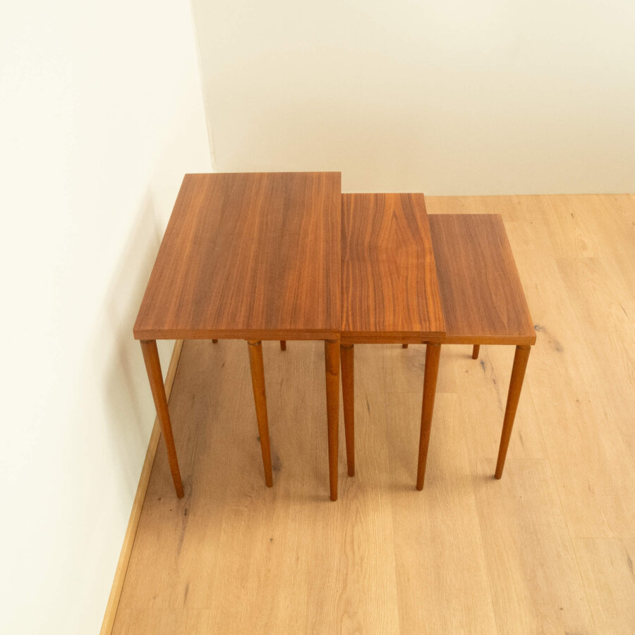 3er Satztische Nussbaum 1960er Jahre Mid-century Modern Design Style Retro Möbel