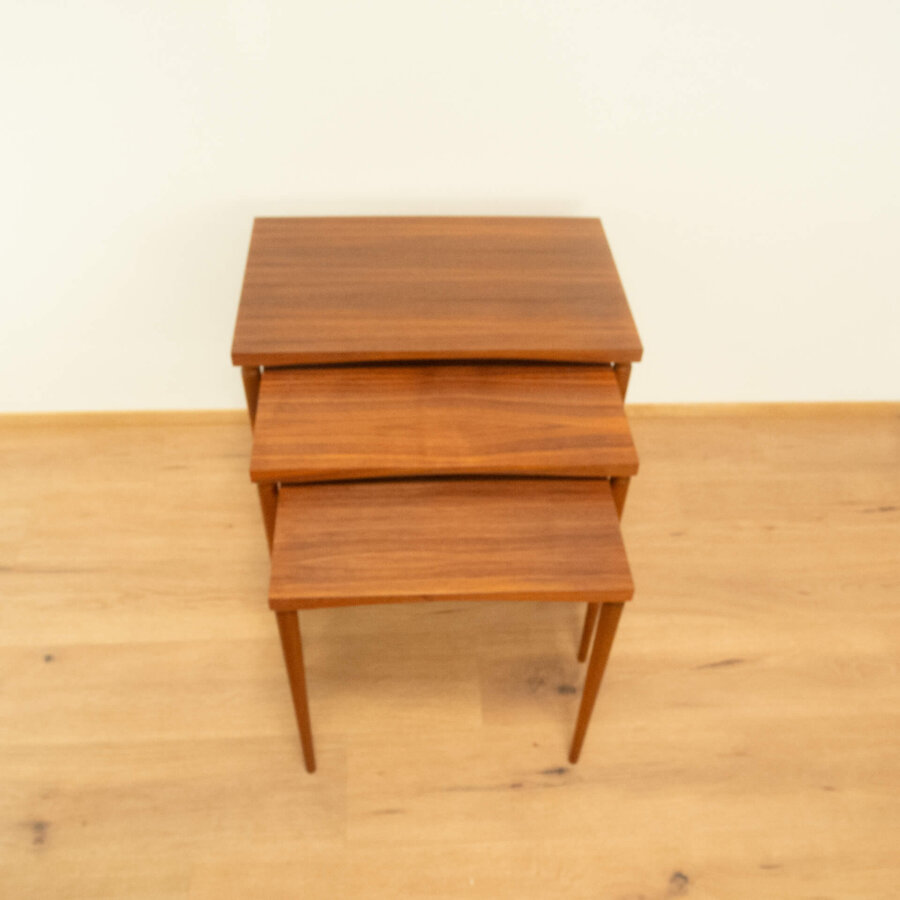 3er Satztische Nussbaum 1960er Jahre Mid-century Modern Design Style Retro Möbel