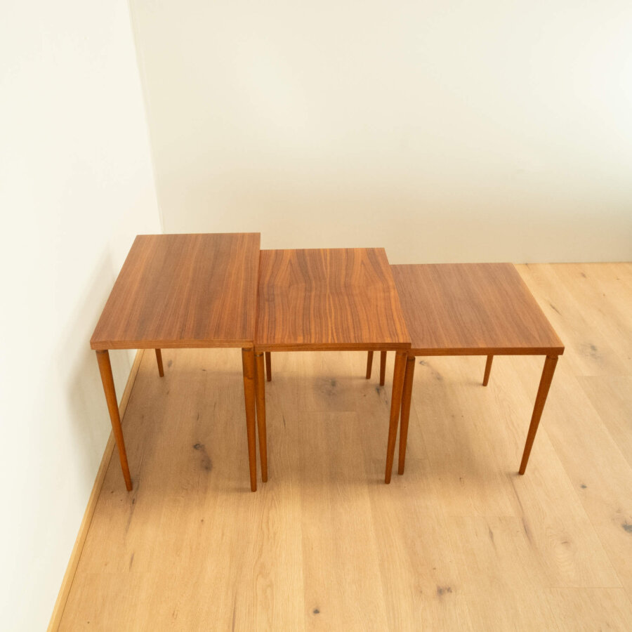 3er Satztische Nussbaum 1960er Jahre Mid-century Modern Design Style Retro Möbel