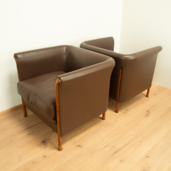 Clubgarnitur von Antonio Citterio für Moroso Braunes Leder 1980er Jahre Mid-century Modern Design Style Retro Möbel