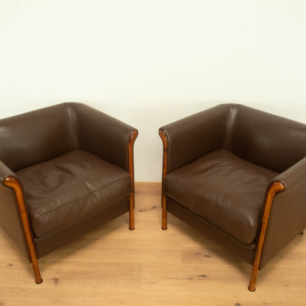 Clubgarnitur von Antonio Citterio für Moroso Braunes Leder 1980er Jahre Mid-century Modern Design Style Retro Möbel