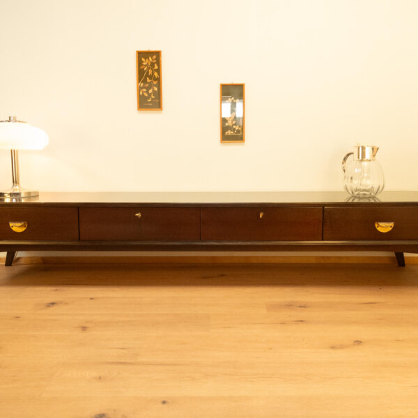 Lowboard mit 4 Schubladen Dunkelbraun Gebeizt 1950er Jahre Mid-century Modern Design Style Retro Möbel
