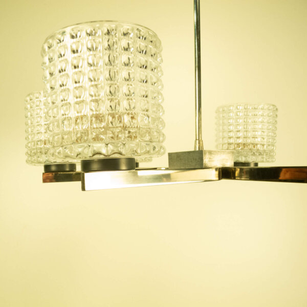 Kronleuchter von Kaiser Leuchten Chrom Glas 1960er Jahre Mid-century Modern Design Style Retro Möbel