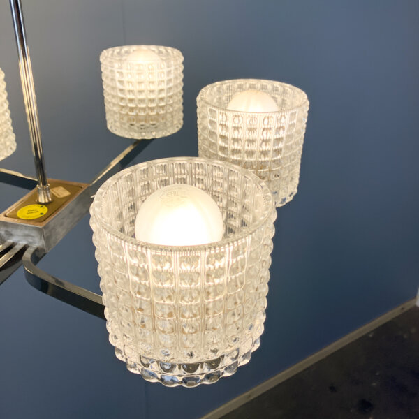 Sechsflammiger Kronleuchter Von Kaiser Leuchten Chrom Glas 1960er Jahre Mid-century Modern Design Style Retro Furniture