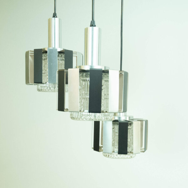 3 Teilige Deckenleuchte Edelstahl 1960er Jahre Mid-century Modern Design Style Retro Möbel