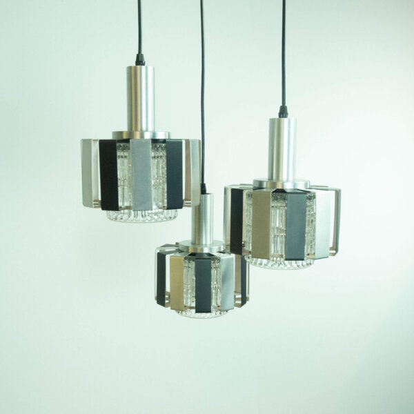 3 Teilige Deckenleuchte Edelstahl 1960er Jahre Mid-century Modern Design Style Retro Möbel