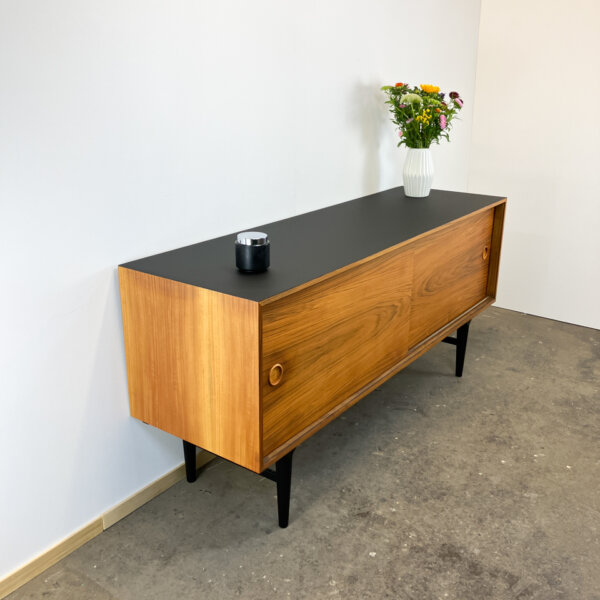 Sideboard Von Lothar Wegner Nussbaum Mit Schwarzer Resopalplatte 1960er Jahre Mid-century Modern Design Style Retro Furniture