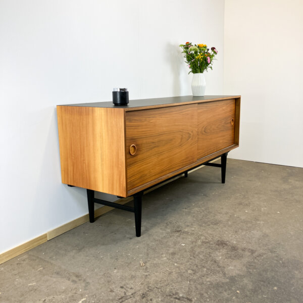 Sideboard Von Lothar Wegner Nussbaum Mit Schwarzer Resopalplatte 1960er Jahre Mid-century Modern Design Style Retro Furniture