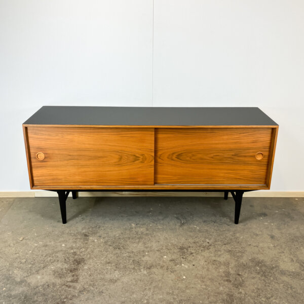 Sideboard Von Lothar Wegner Nussbaum Mit Schwarzer Resopalplatte 1960er Jahre Mid-century Modern Design Style Retro Furniture