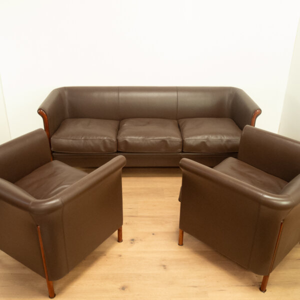 Clubgarnitur Von Antonio Citterio Fuer Moroso Braunes Leder 1980er Jahre Mid-century Modern Design Style Retro Furniture