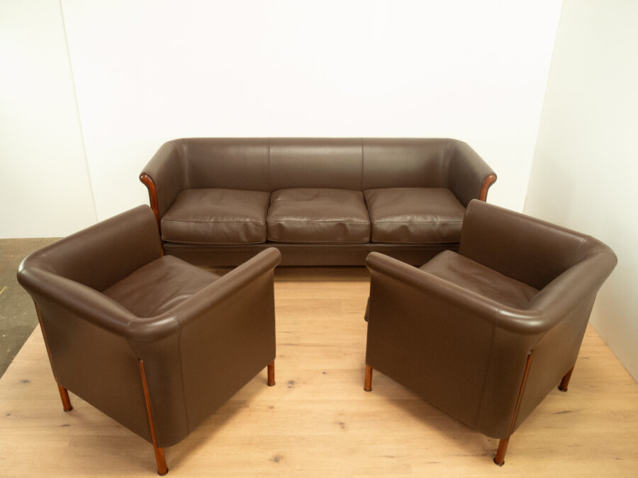 Clubgarnitur Von Antonio Citterio Fuer Moroso Braunes Leder 1980er Jahre Mid-century Modern Design Style Retro Furniture