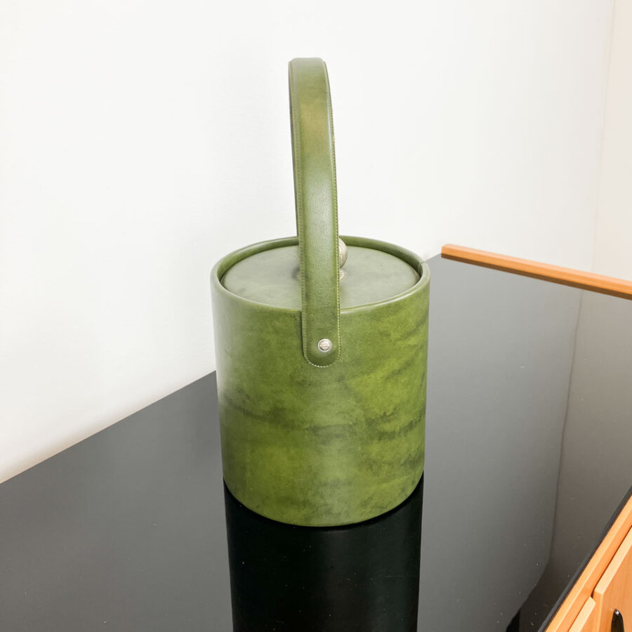 Eiskuehler Thermobehaelter Mit Gruenem Kunstleder 1950er Jahre Mid-century Modern Design Style Retro Furniture
