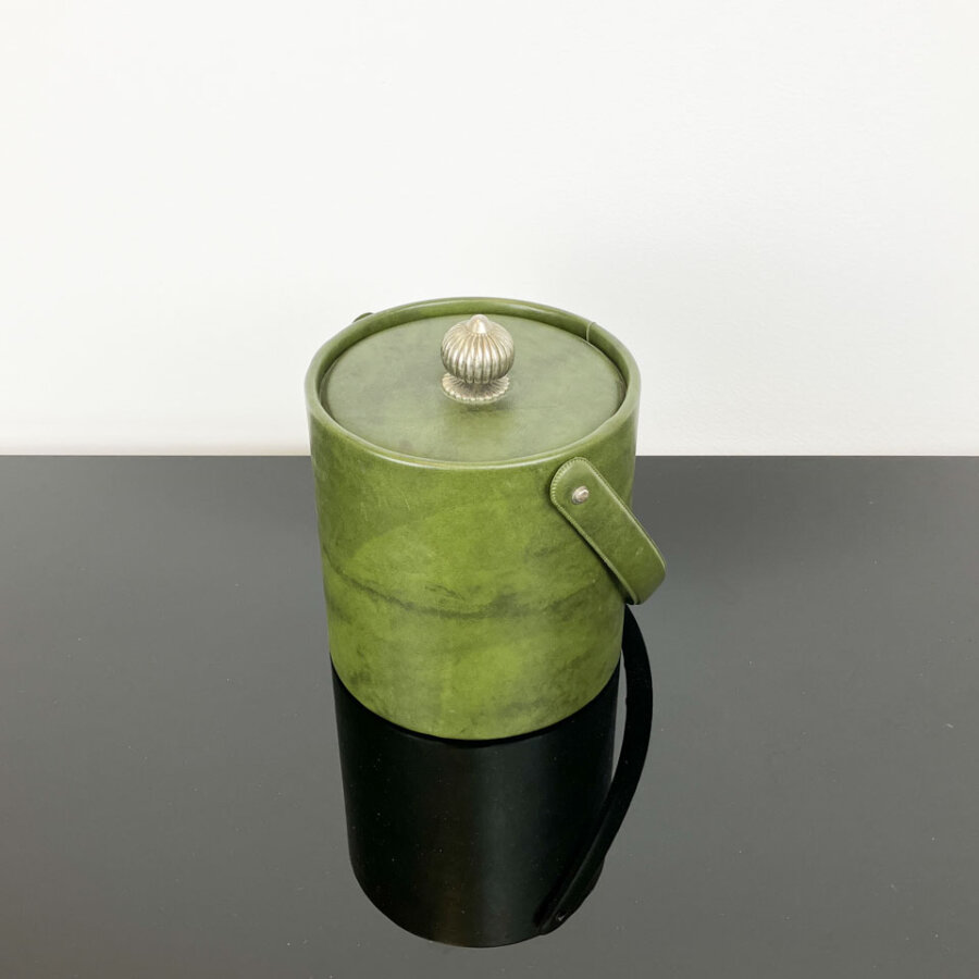 Eiskuehler Thermobehaelter Mit Gruenem Kunstleder 1950er Jahre Mid-century Modern Design Style Retro Furniture
