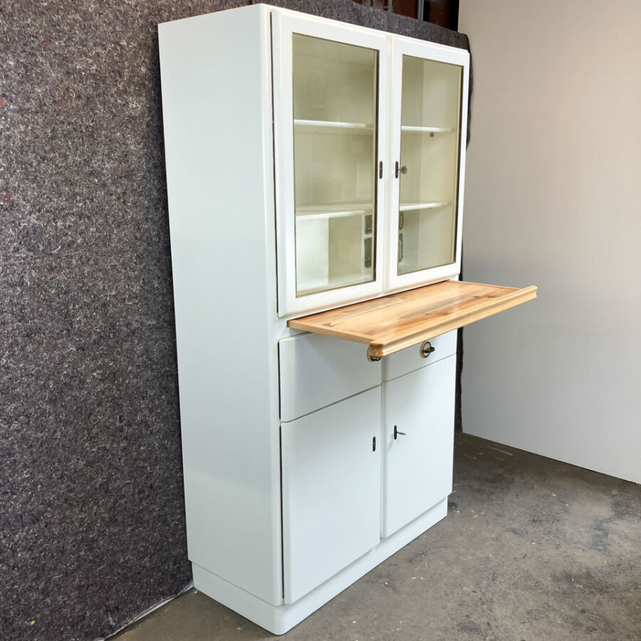 Kuechenschrank Mit Auszug Und Brotfach Massivholz 1950er Jahre Mid-century Modern Design Style Retro Furniture