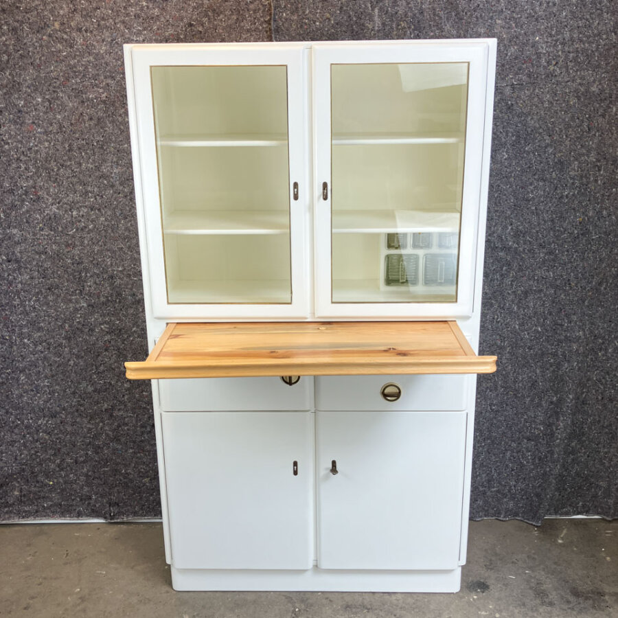Kuechenschrank Mit Auszug Und Brotfach Massivholz 1950er Jahre Mid-century Modern Design Style Retro Furniture