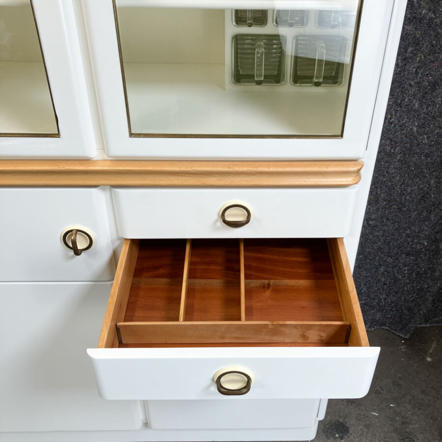 Kuechenschrank Mit Auszug Und Brotfach Massivholz 1950er Jahre Mid-century Modern Design Style Retro Furniture